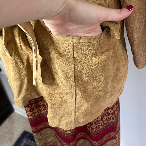 Y2K NEUTRAL ZONE Brown Suede Leather Jacket Belt Coat Indie Sleeze Western Sz 2X - Picture 9 of 16